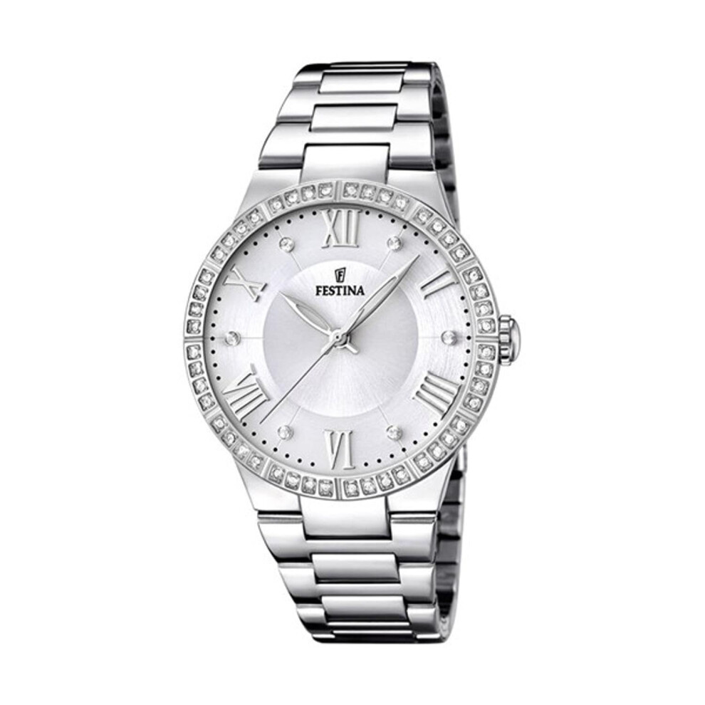 Festina Women's Quartz Watch With White Dial Analogue Display And Silver Stainless Steel Bracelet F16719/1 White,Silver
