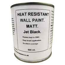 Grehge t Jet Black Heat Resistant Wall Paint. Wood Burner Stove Alcove. Brick, Concrete, Plaster, Cement Board, Rendering, Metal, Timber etc.