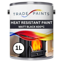Heat Resistant Paint For Stove Wood Burner Fireplace Enamel Metal Paint - Matt Black 600?c - 1 Litre