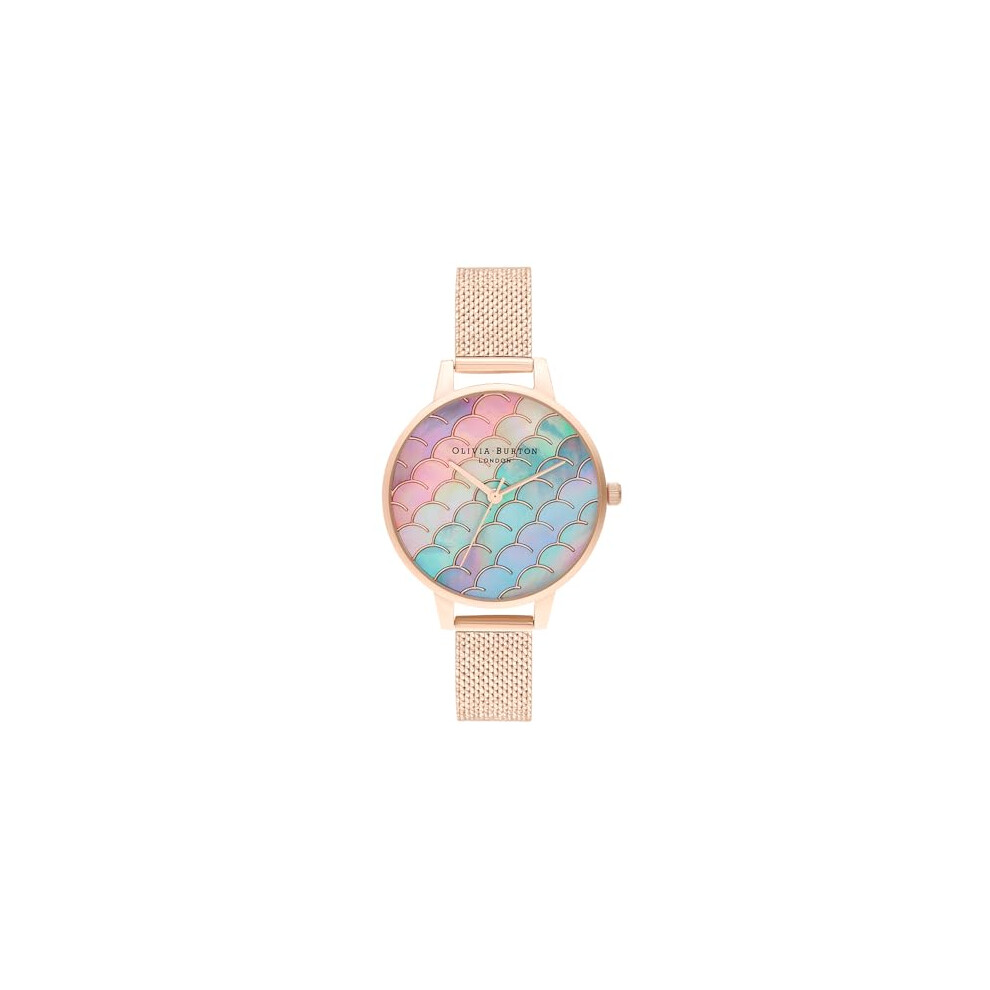 Photos - Wrist Watch Olivia Burton Analogue Quartz Watch for Women UNDER THE SEA Collection with Rose Gold Colored Stainless Steel Mesh Bracelet 