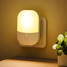 Night Light Plug in Wall with Dusk to Dawn Photocell Sensor, 5 Brightness Levels, ON/Off/AUTO Lighting Mode, 3000K Warm White Night Light for