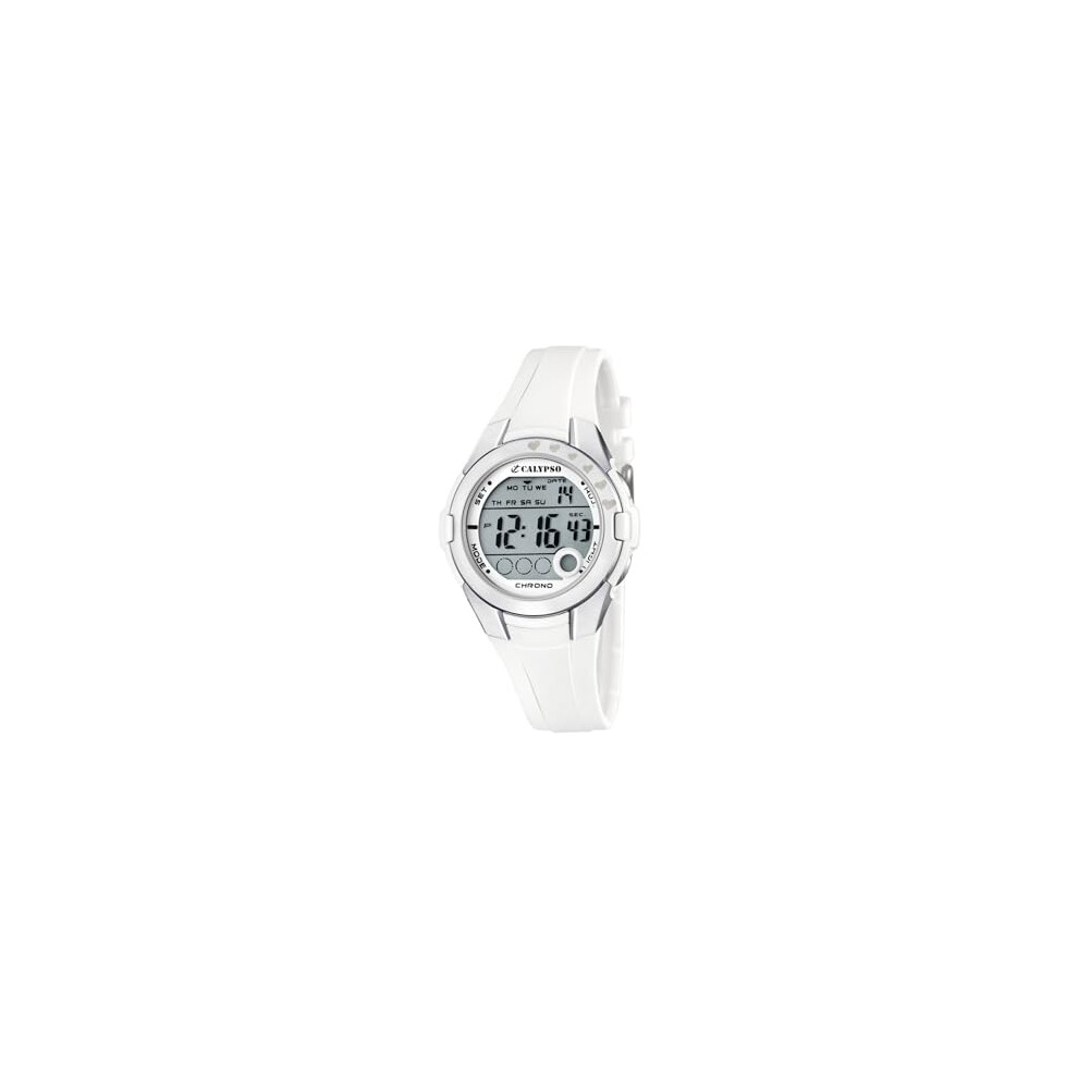 Calypso Girl's Digital Watch with LCD Dial Digital Display and White Plastic Strap K5571/1