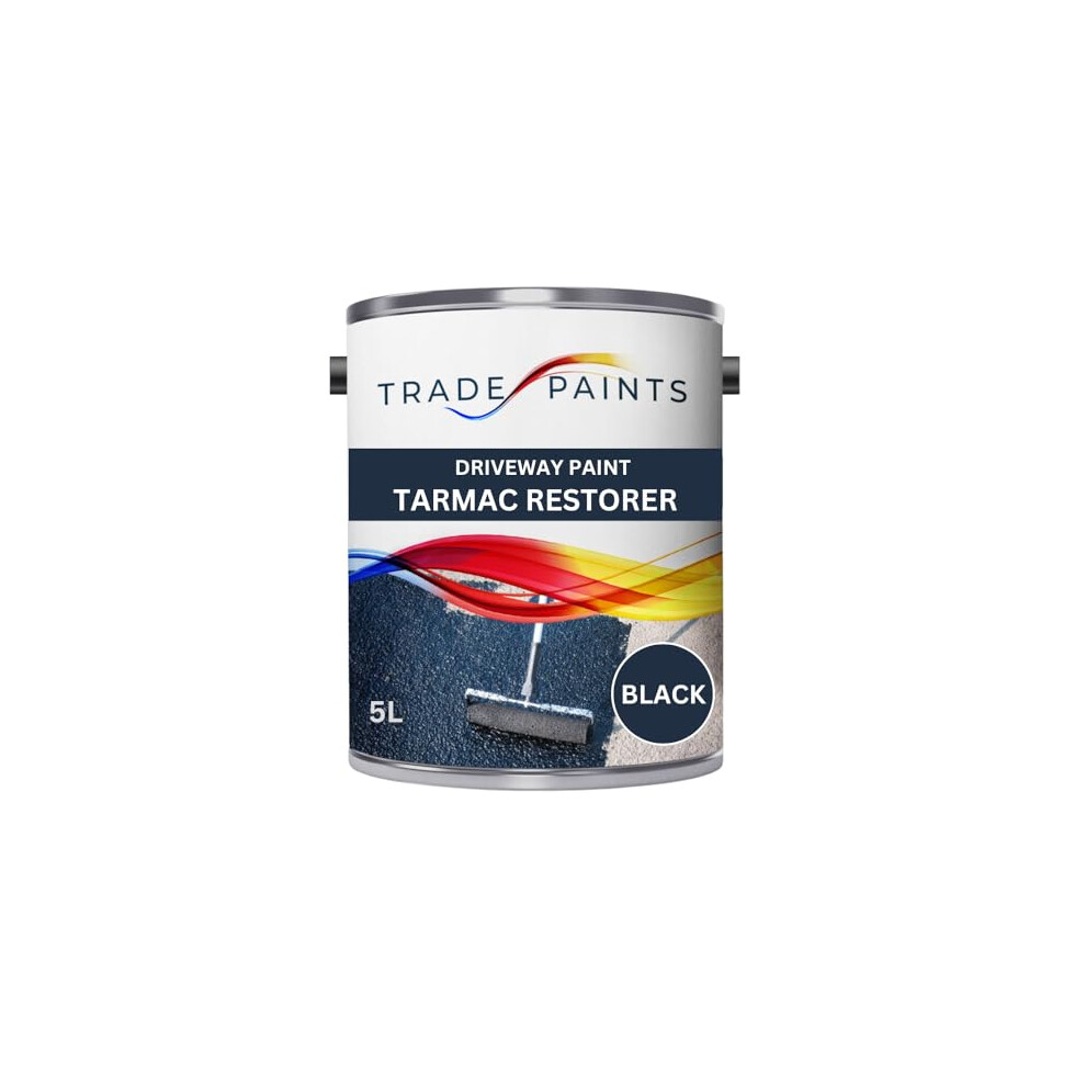 Driveway Restorer Paint For Tarmac, Asphalt, Stone, Brick & Block - High Performance Tarmac Paint For Driveways (Black, 5 Litre) 5060696321631