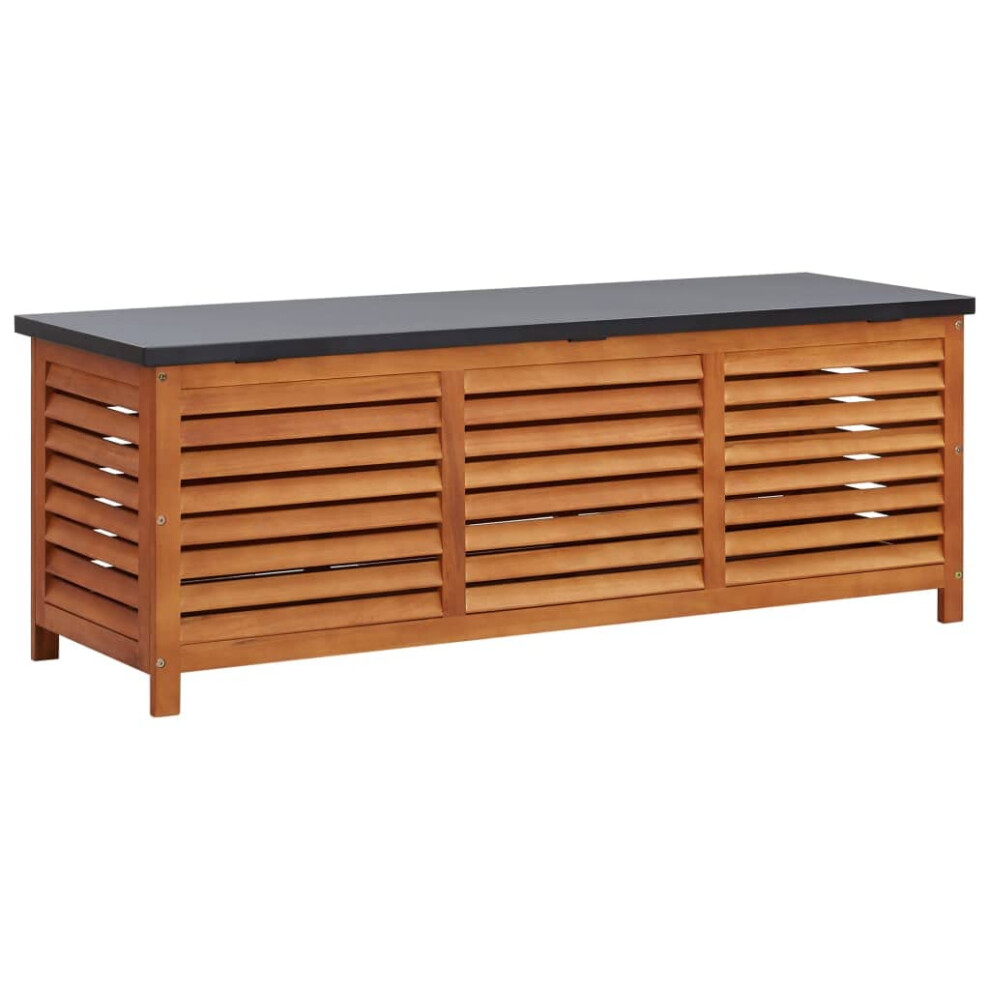 vidaXL Solid Eucalyptus Wood Garden Storage Box Stylish Durable Easy to Clean Outdoor Pool Entryway Bench Chest Trunk Container 150x50x55cm