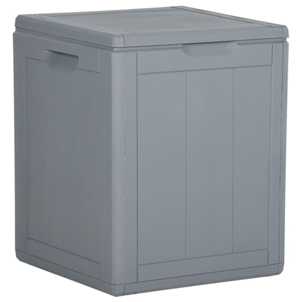 vidaXL Garden Storage Box Outdoor Patio Terrace Lawn Furniture Storage Chest Case Pillow Cushion Tool Box Organiser 90L Grey PP Rattan