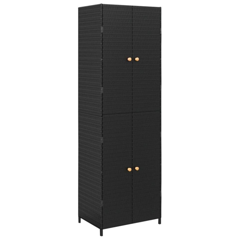 vidaXL Garden Storage Cabinet Outdoor Tool Organiser Storage Box Shed Tool Chest Terrace Cabinet Shed Black 59x40x180 cm Poly Rattan