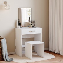 (White) Isla 1 Drawer Dressing Table Stool Mirror Set