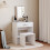 Home Discount (White) Isla 1 Drawer Dressing Table Stool Mirror Set 1