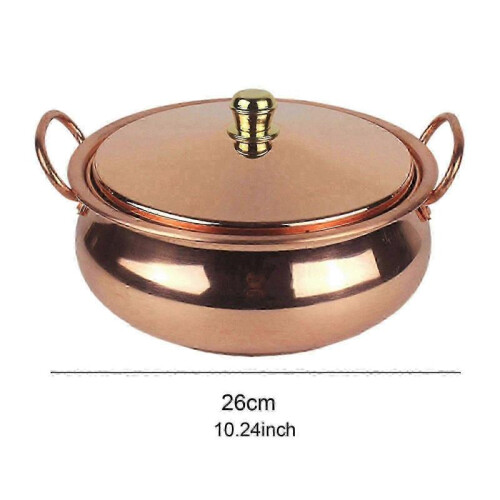 (26cm, Copper) Pure Copper Stew Pan with Lid 18cm Durable Cookware for Professional Kitchen 1
