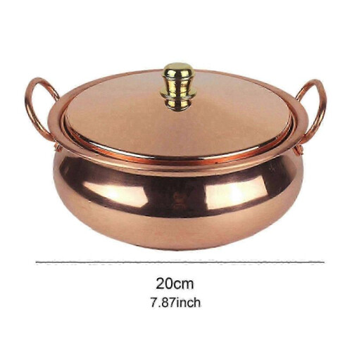 (20cm, Copper) Pure Copper Stew Pan with Lid 18cm Durable Cookware for Professional Kitchen 1