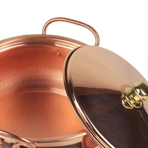 (22cm, Copper) Pure Copper Stew Pan with Lid 18cm Durable Cookware for Professional Kitchen 2