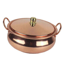 (26cm, Copper) Pure Copper Stew Pan with Lid 18cm Durable Cookware for Professional Kitchen