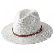 (56-58cm, Milky white02) 56-58-59-60CM New Natural Panama Soft Shaped Straw Hat Summer Women/Men Wide Brim Beach Sun Cap UV Protection Fedora Hat