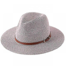 (59cm, pink02) 56-58-59-60CM New Natural Panama Soft Shaped Straw Hat Summer Women/Men Wide Brim Beach Sun Cap UV Protection Fedora Hat