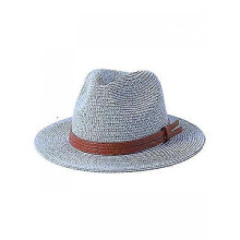 (60cm, sky blue01) 56-58-59-60CM New Natural Panama Soft Shaped Straw Hat Summer Women/Men Wide Brim Beach Sun Cap UV Protection Fedora Hat