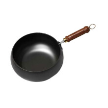 (without lid) 9.45' Iron Wok Flat Bottom Wok Gas Cookware Induction Cooker Frying Wok Pan Stir Fry Pan for Camping Home Restaurant Kitchen