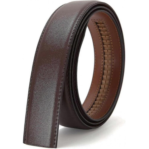 (style6) Men's Leather Ratchet Belt Strap Only 35mm Leather Belt