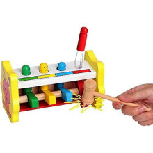 Wooden Toys Pounding Bench Wood Mallet Game for Baby Toddlers & 1 Year Old Sensory Toy Hammer gift