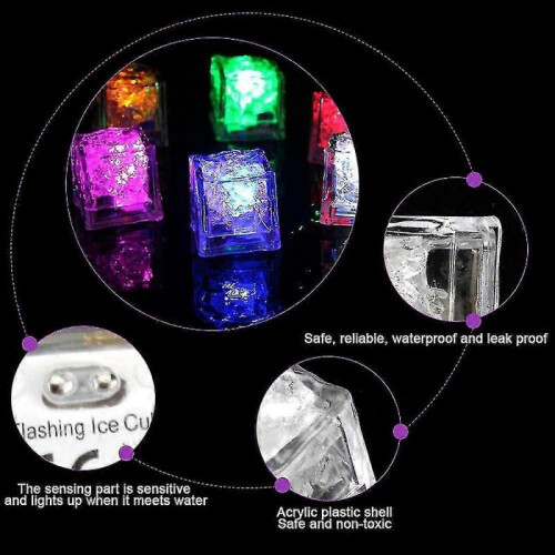 12pcs Light Up Ice Cubes,Multi Color Led Ice Cubes,Reusable 2