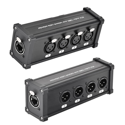 4-Channel 3-Pin Ethercon Cable Extender,XLR Network Multi Extender for Stage Lighting and Recording Studio,XLR,
