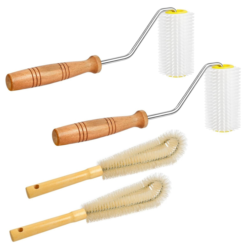 4 Pcs Honey Extractor Uncapping Needle Roller Tool with Wood Handle for Beekeeper, Spinner-image-OPC-PHNV69F-NEW