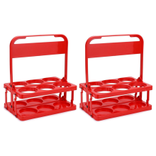 Opvouwbare plastic drankhouder, 2-pack rode drankbekerhouder, koffie- en bierbezorging, herbruikbaar