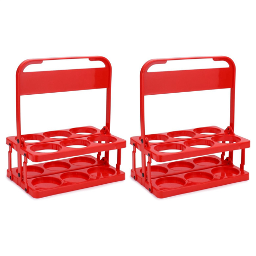 Foldable Plastic Drink Carrier, 2 Pack Red Beverage Cup Holder, Coffee Beer Delivery Reusable 1