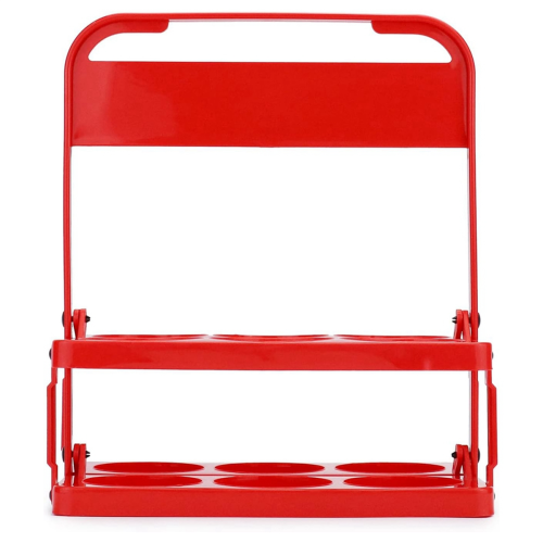 Foldable Plastic Drink Carrier, 2 Pack Red Beverage Cup Holder, Coffee Beer Delivery Reusable 2