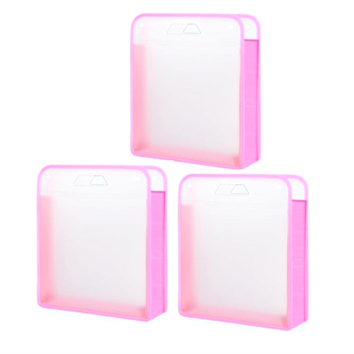 3 Pack Scrapbook Paper Storage Organizer, Expanding for 12 X Sheets, Pink