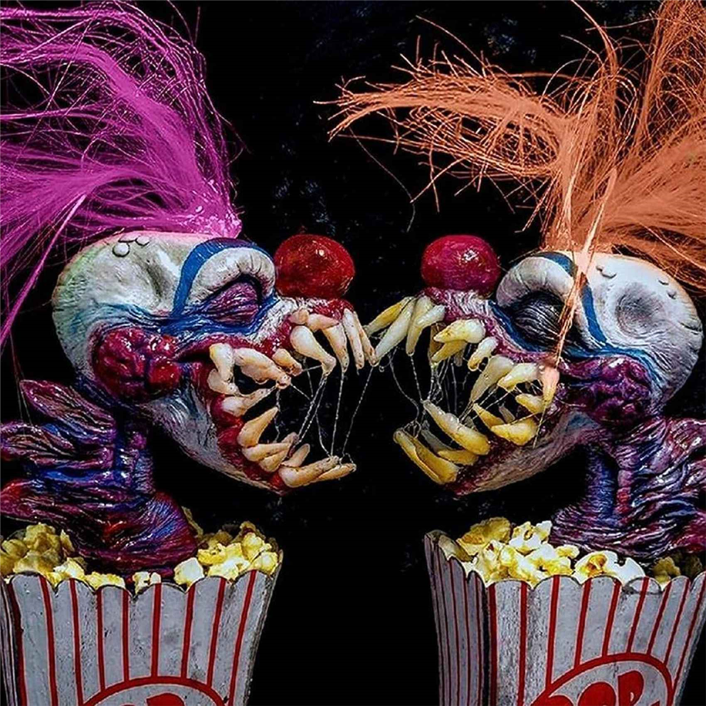 Torribaly Clown Sculpture, Halloween Decoration Popcorn Scary Statue Resin Craft From Space