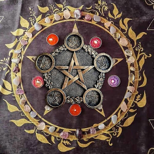 Pentagram Tealight, Astrology Resin Candlestick Table,Brass 1