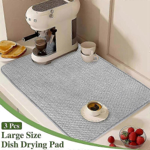 3PCS Dish Drying Mat,Absorbent Microfiber Dishes Drainer Mats 2