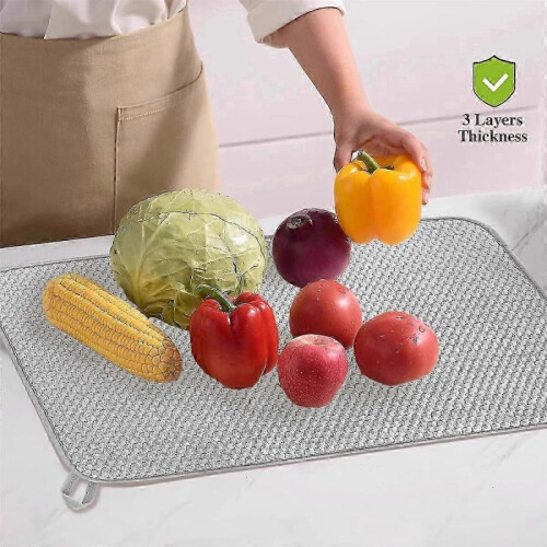 3PCS Dish Drying Mat,Absorbent Microfiber Dishes Drainer Mats 1