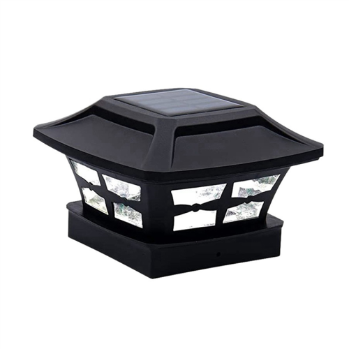 Solar Post Cap Lights 2 Lighting Modes LED Deck Fence for Wooden Posts Garden Decoration Warm Black