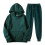 (S, Green) Sweatpant Set Jogger Sweatsuits Pullover Hooded Drawstring Tops 1