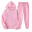 (S, Pink) Sweatpant Set Jogger Sweatsuits Pullover Hooded Drawstring Tops 1