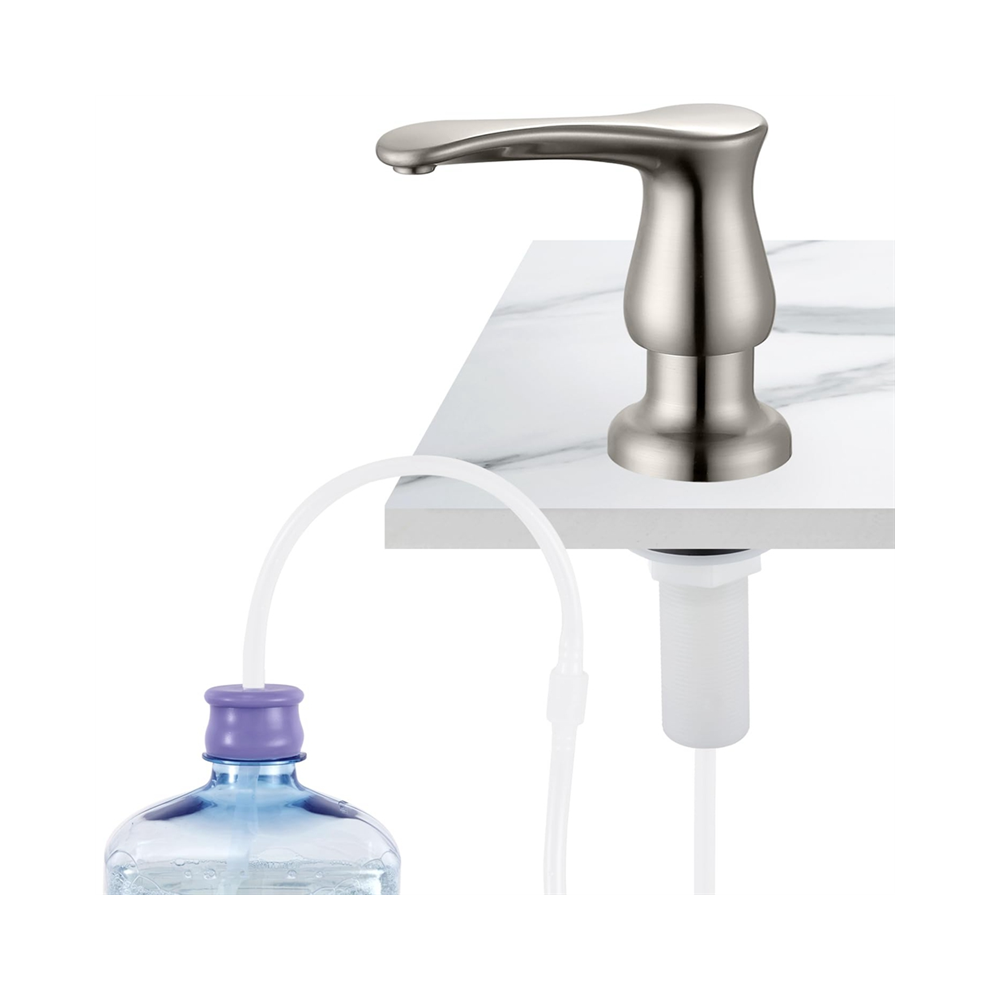 Kitchen Sink Soap Dispenser Brushed Nickel,Under-Sink With Silicone Extension Tube Kit 4851097979740