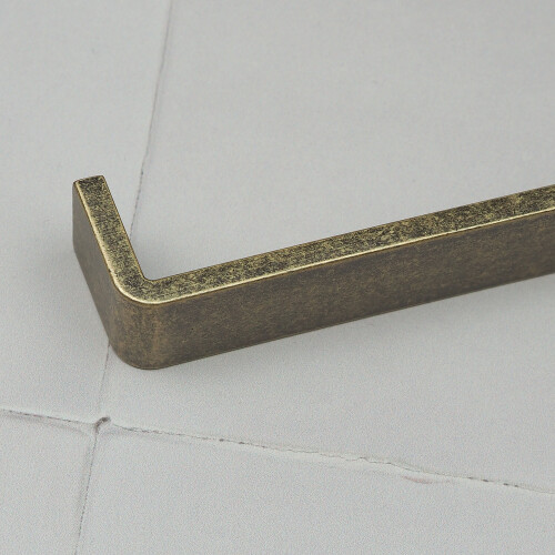 (160mm Handle) Antique Brass Cupboard Handles Rustic Square Bar