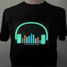 (XS) Led Tshirt Men Party Disco Sound Activated Light Up Short Sleeve Night T-shirts Clothing Style 33