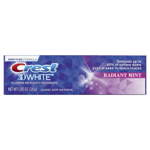 Dentifrice Crest 3D White Radiant Mint, 0.85 Oz (24 g), 6 PAQUETS
