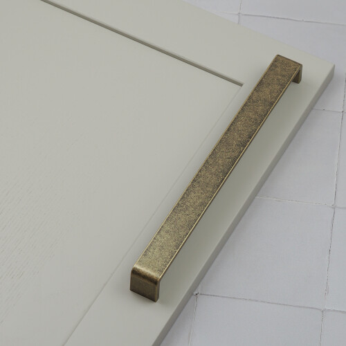 (288mm Handle) Antique Brass Cupboard Handles Rustic Square Bar 2