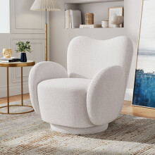 Teddy Fur Upholstered Swivel Chair Armchair