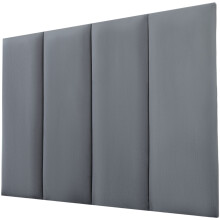 (Dark Grey) Velvet Padded Wall Panels Set of 4 With Adhesive - Wall Mounted Headboards - Anti Collision 3D Upholstered Headboards