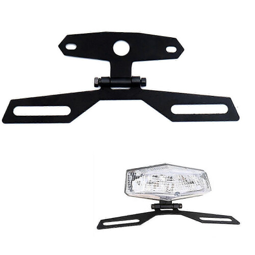 Motorcycle Folding License Plate Holder Adjustable Tail Rear Light Bracket Rack 1