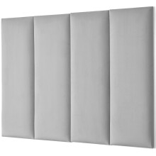 (Grey) Velvet Padded Wall Panels Set of 4 With Adhesive - Wall Mounted Headboards - Anti Collision 3D Upholstered Headboards