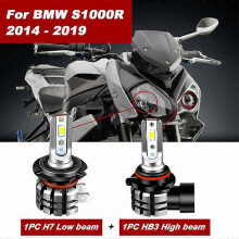 2PC CANbus Motorrad H7 + HB3 LED Scheinwerferlampen Umbausatz 2PC 6000K Für BMW S1000R 2014 - 2019
