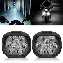 Faro per moto 9 LED 6W DC12V Super Bright Spot Bianco Luce da lavoro per biciclette 1500lm