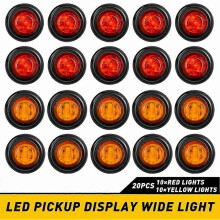 20 peças de indicadores LED 12V redondos para reboques, luz de marcação lateral, amarelo, branco e vermelho