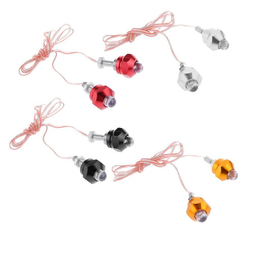 4x2x Motorcycle 6mm Bolt License Plate Frame LED Light Strobe Flashing-Black 1