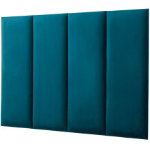 (Blue) Velvet Padded Wall Panels Set of 4 With Adhesive - Wall Mounted Headboards - Anti Collision 3D Upholstered Headboards